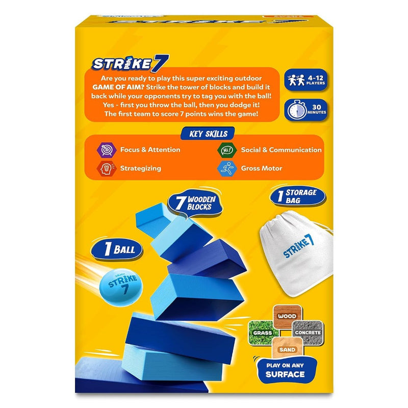 Skillmatics Strike 7 Block Game | Strategic Game of Knocking Down & Building Up