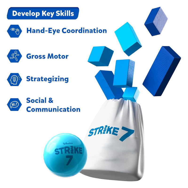 Skillmatics Strike 7 Block Game | Strategic Game of Knocking Down & Building Up
