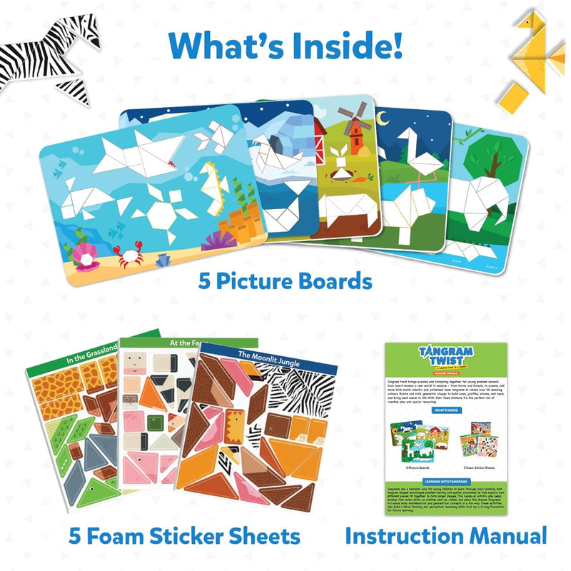 Skillmatics Tangram Twist - Amazing Animals No Mess Sticker Art