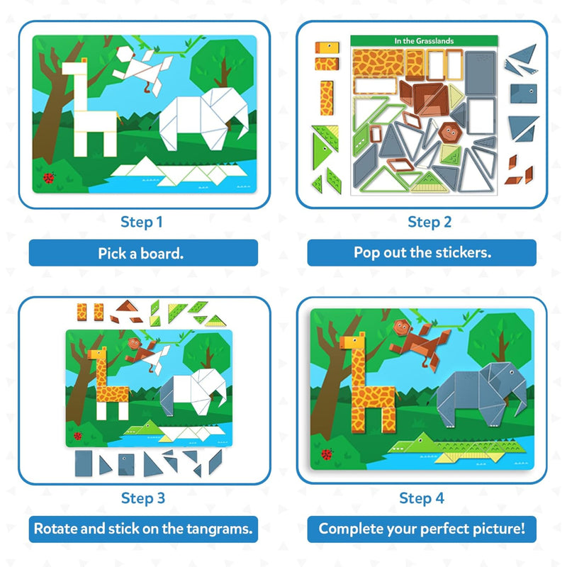 Skillmatics Tangram Twist - Amazing Animals No Mess Sticker Art
