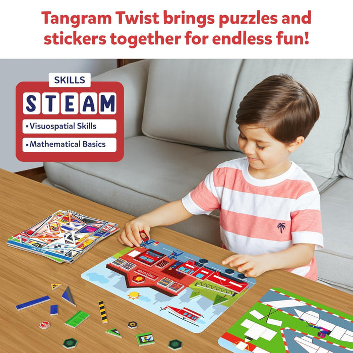 Skillmatics Tangram Twist - Off We Go! No Mess Sticker Art-Arts & Crafts-Skillmatics-Toycra