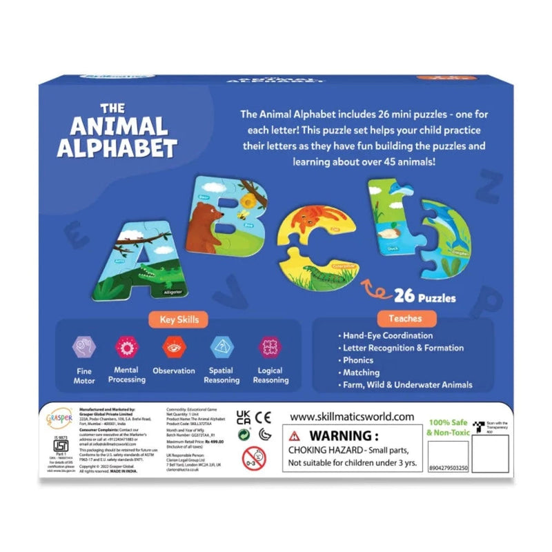 Skillmatics The Animal Alphabet | Fun & Educational 52 Piece Jigsaw Puzzle