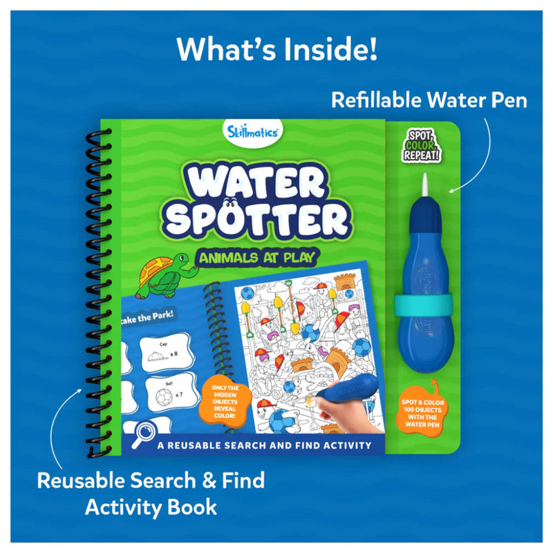 Skillmatics Water Spotter: Animals At Play | Reusable Search & Find Book