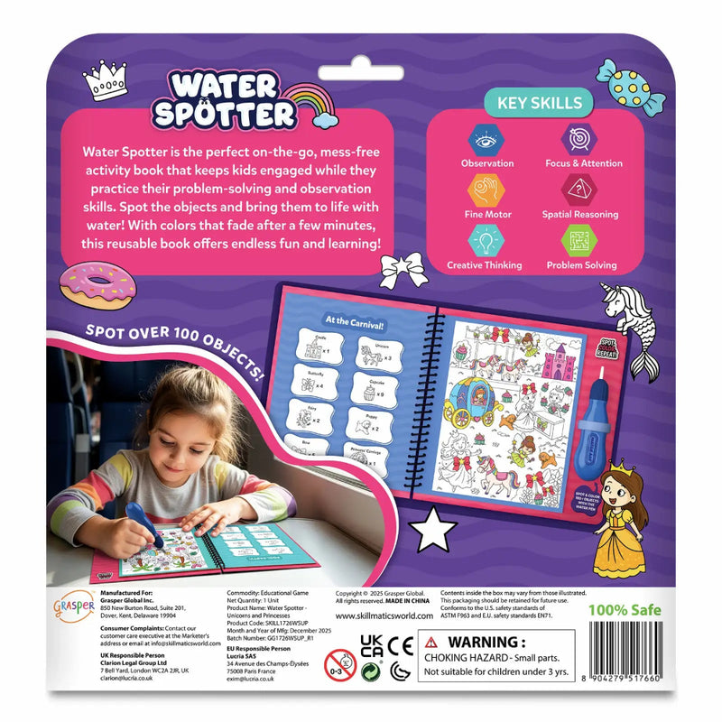 Skillmatics Water Spotter : Unicorn And Reusable Search & Find Book