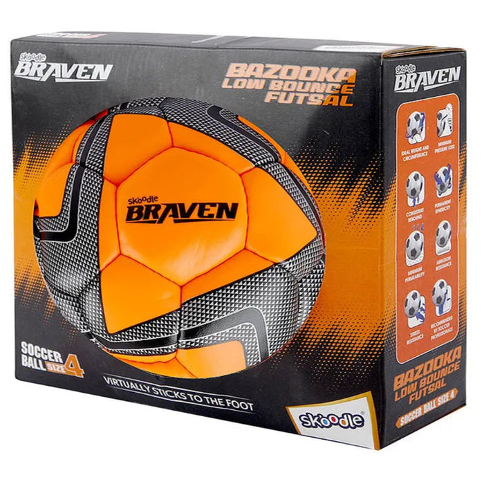 Skoodle Braven Bazooka Low Bounce Futsal Football Size 4 - Orange-Outdoor Toys-Skoodle-Toycra