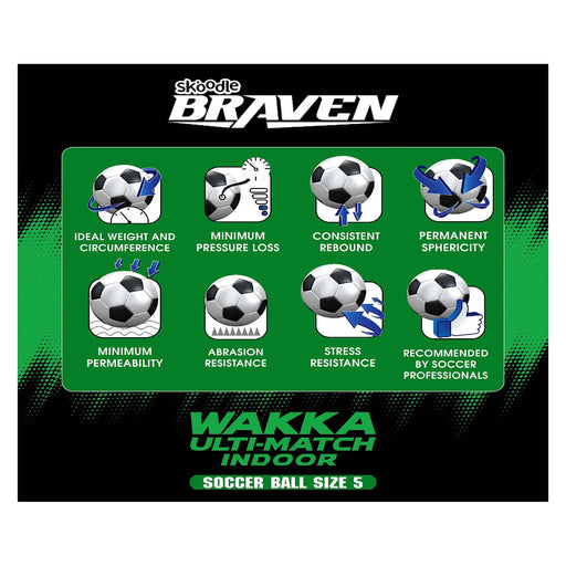 Skoodle Braven Wakka Indoor Football With 2 Layer Canvas Size 5 - Neon Green-Outdoor Toys-Skoodle-Toycra