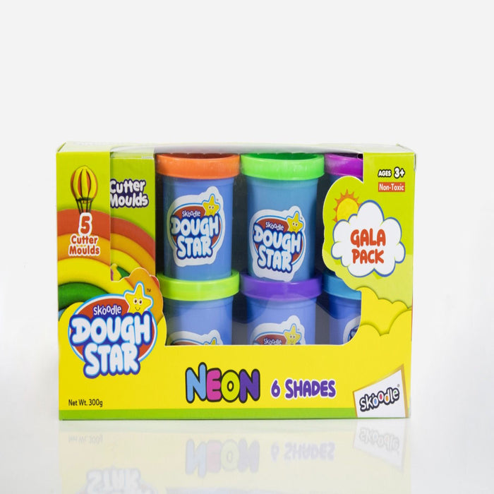 Skoodle Dough Star Gala Pack 300gm, Neon 6 shades-Arts & Crafts-Skoodle-Toycra