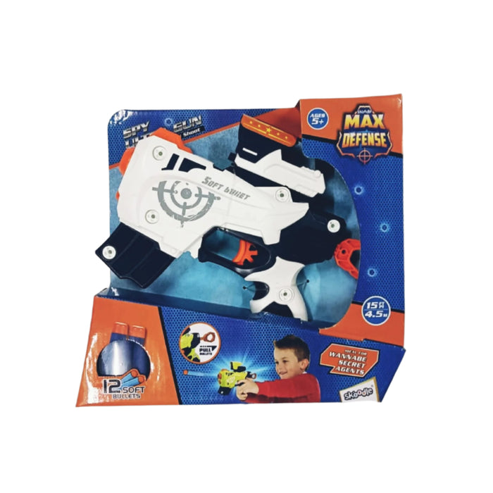 Skoodle Max Defense Spy Ultra Gun Toy with 12 Soft Foam Bullets -White-Action & Toy Figures-Skoodle-Toycra