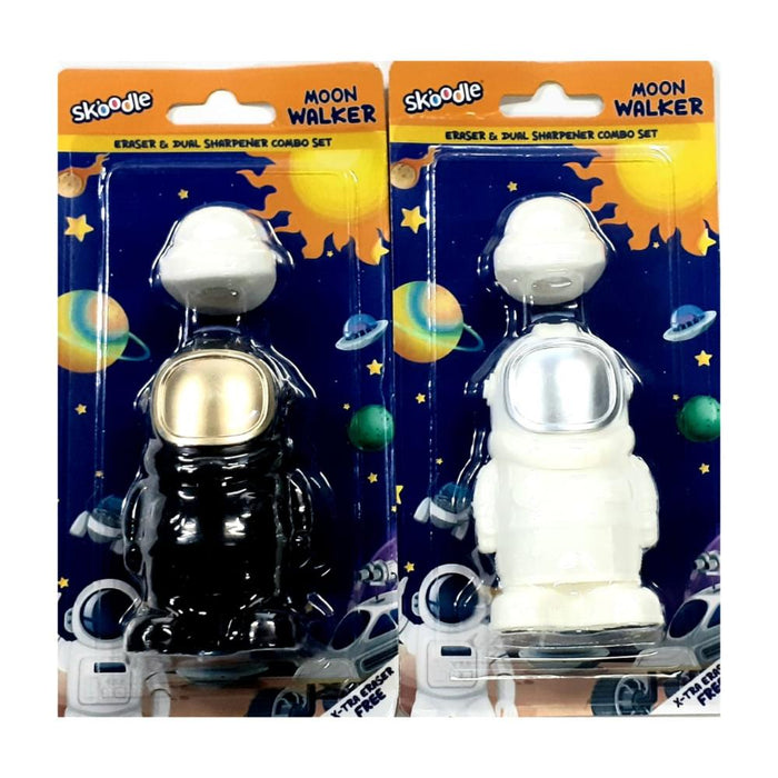 Skoodle Moon Walker Eraser & Dual Sharpener Combo Set ( Pack of 2)-Stationery-Skoodle-Toycra