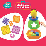Smart Stackers – 2-in-1 Educational Gift Set for Toddlers (12–36 Months) Stack the Fun, Sort the Shapes – Learn, Play & Grow!