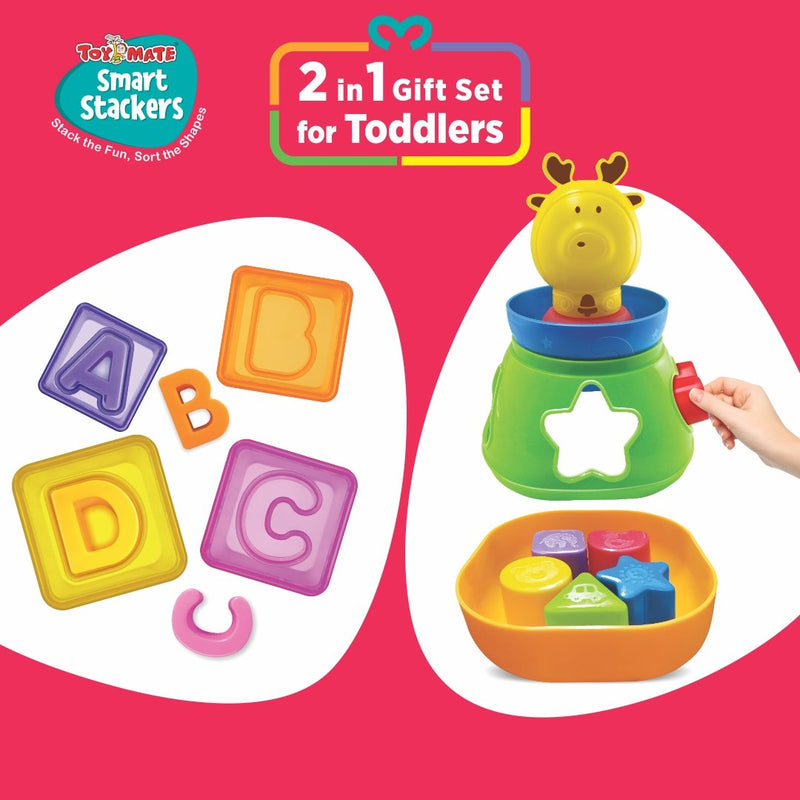 Smart Stackers – 2-in-1 Educational Gift Set for Toddlers (12–36 Months) Stack the Fun, Sort the Shapes – Learn, Play & Grow!