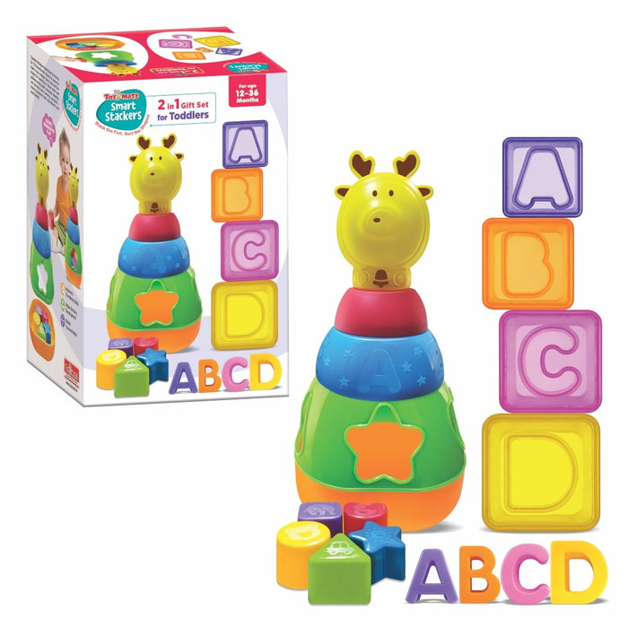 Smart Stackers – 2-in-1 Educational Gift Set for Toddlers (12–36 Months) Stack the Fun, Sort the Shapes – Learn, Play & Grow!-simple-Toymate-Toycra