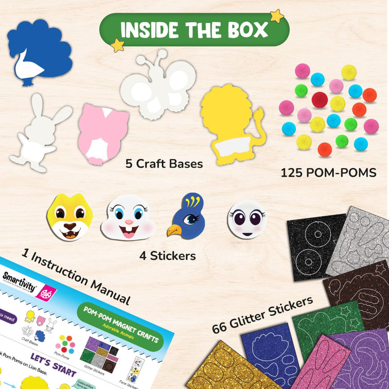 Smartivity Pom Pom Magnet Craft Kit -Adorable Animals