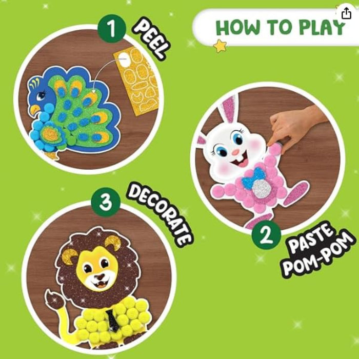 Smartivity Pom Pom Magnet Craft Kit -Adorable Animals-Arts & Crafts-Smartivity-Toycra