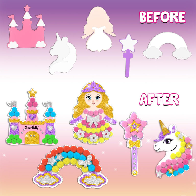 Smartivity Pom Pom Magnet Craft Kit -Princess and Unicorn
