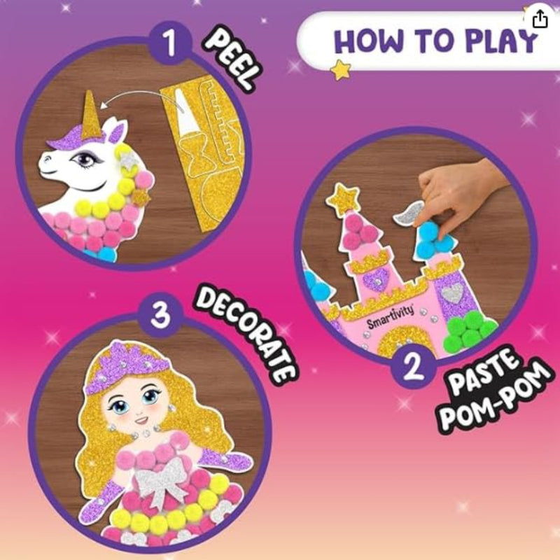 Smartivity Pom Pom Magnet Craft Kit -Princess and Unicorn
