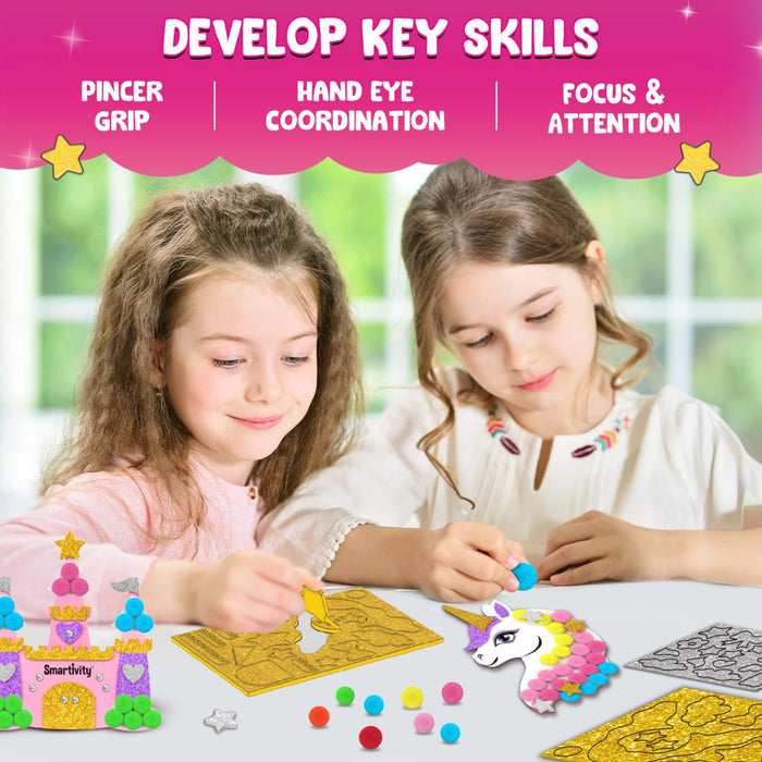 Smartivity Pom Pom Magnet Craft Kit -Princess and Unicorn-Arts & Crafts-Smartivity-Toycra