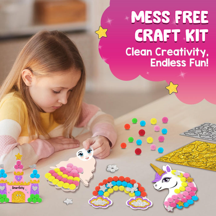 Smartivity Pom Pom Magnet Craft Kit -Princess and Unicorn-Arts & Crafts-Smartivity-Toycra