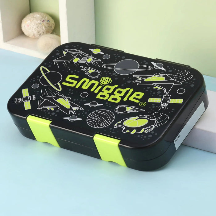 Smiggle Bento Small Happy Fly Hi Lunch Box - Black-LunchBox & Water Bottles-Smiggles-Toycra