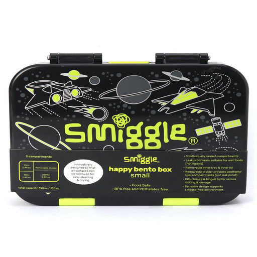 Smiggle Bento Small Happy Fly Hi Lunch Box - Black-LunchBox & Water Bottles-Smiggles-Toycra