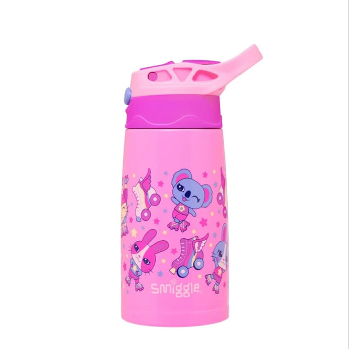 Smiggle Movin' Steel Flip Junior Water Bottle 400ml-LunchBox & Water Bottles-Smiggles-Toycra