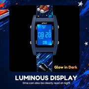 Spiky Adventure Printed Strap Digital Kids Watch With Luminous Display