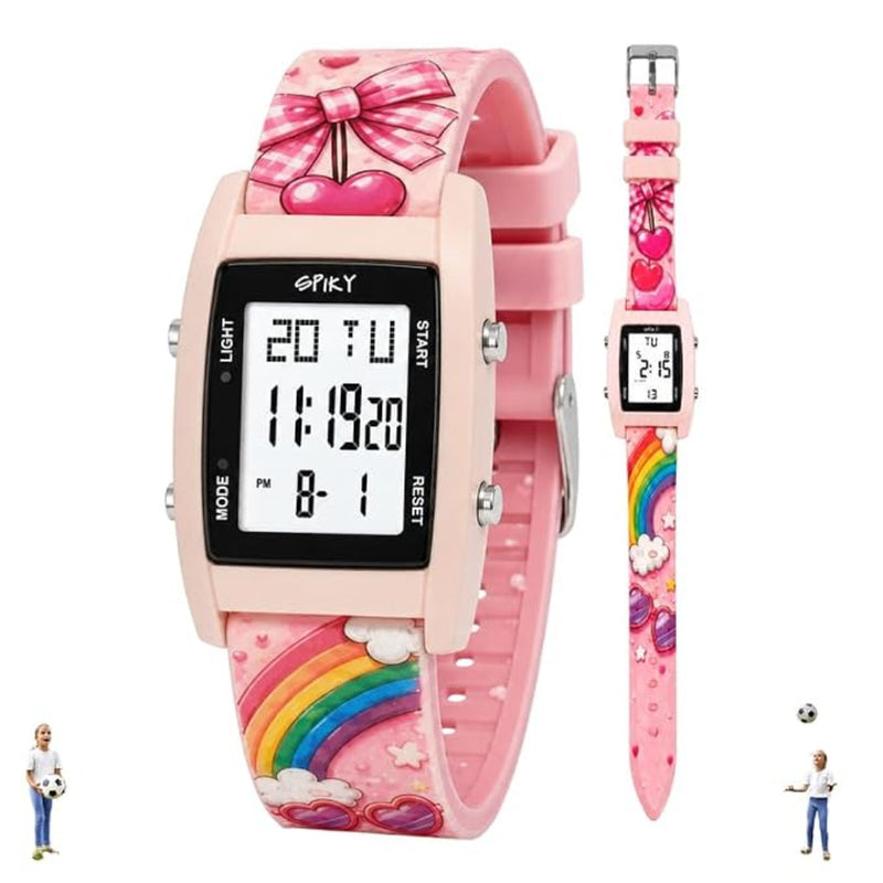 Spiky Adventure Printed Strap Digital Kids Watch With Luminous Display