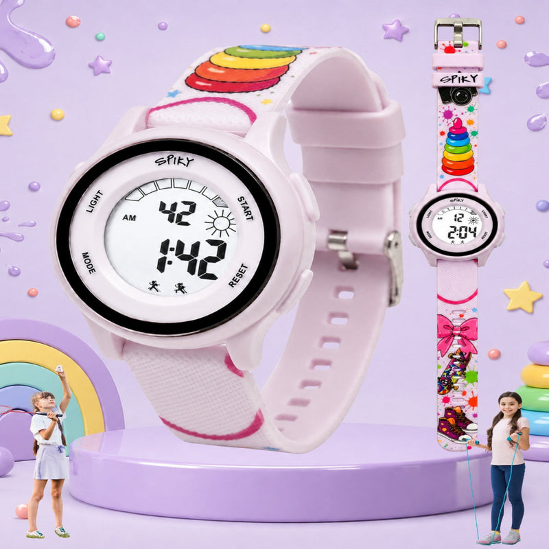 Spiky Colorful Adventure Printed Strap Digital Kids Watch