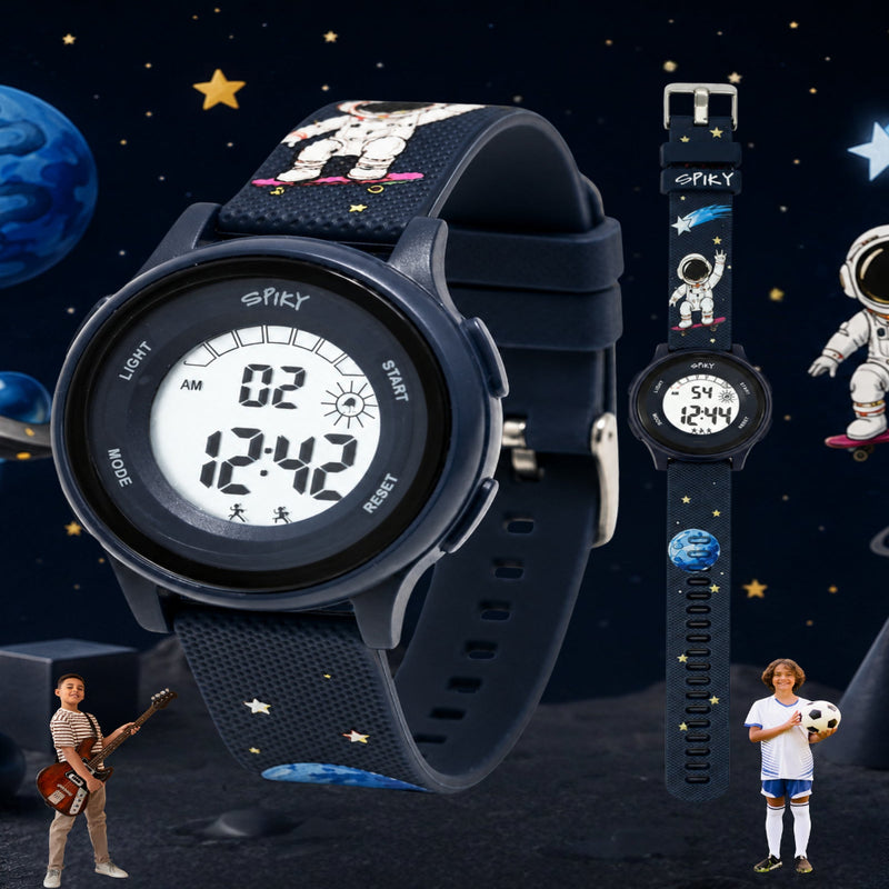 Spiky Colorful Adventure Printed Strap Digital Kids Watch
