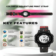 Spiky Colorful Adventure Printed Strap Digital Kids Watch