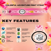 Spiky Colorful Adventure Printed Strap Digital Kids Watch