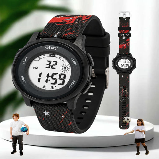 Spiky Colorful Adventure Printed Strap Digital Kids Watch