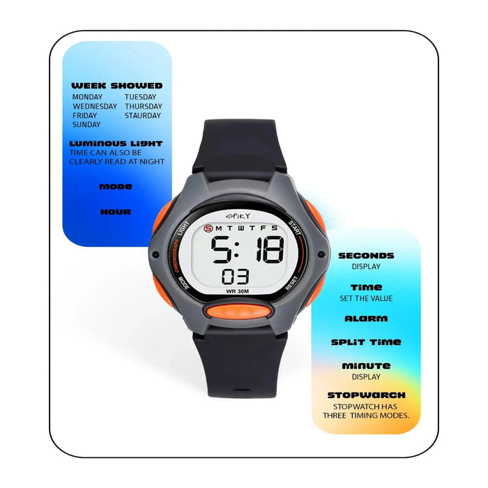 Spiky EVA2 Spkeva Round Digital Kids Sports Watch-Novelty Toys-Spiky-Toycra