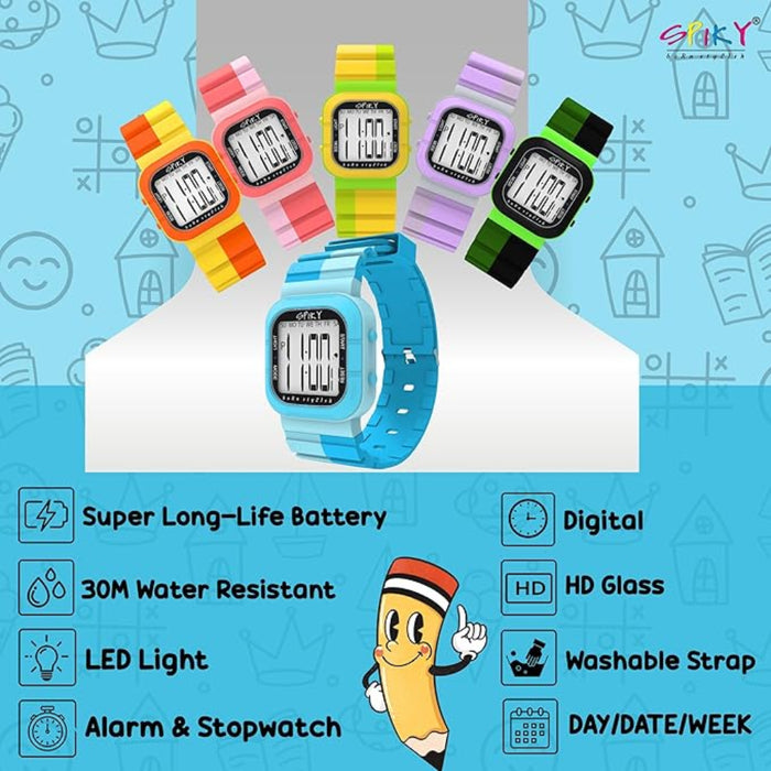 Spiky EVA45 Multi-functional Digital Watch for Kids Boys and Girls-Novelty Toys-Spiky-Toycra