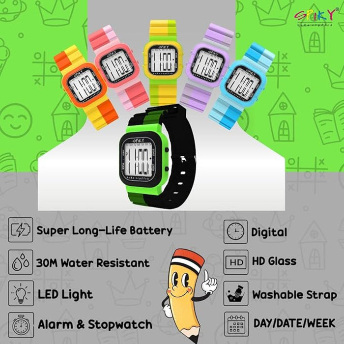 Spiky EVA45 Multi-functional Digital Watch for Kids Boys and Girls-Novelty Toys-Spiky-Toycra