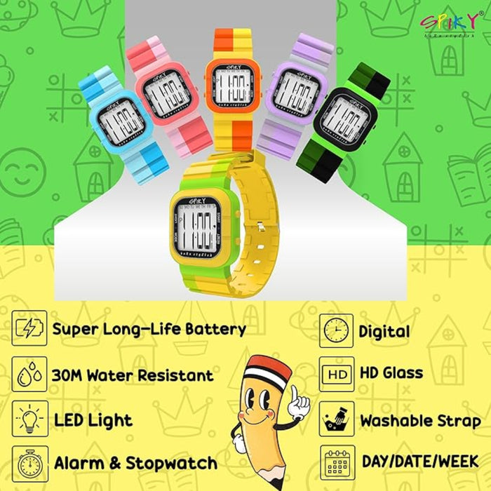 Spiky EVA45 Multi-functional Digital Watch for Kids Boys and Girls-Novelty Toys-Spiky-Toycra
