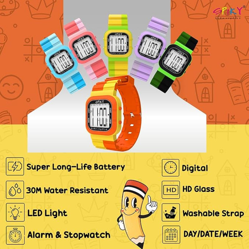 Spiky EVA45 Multi-functional Digital Watch for Kids Boys and Girls