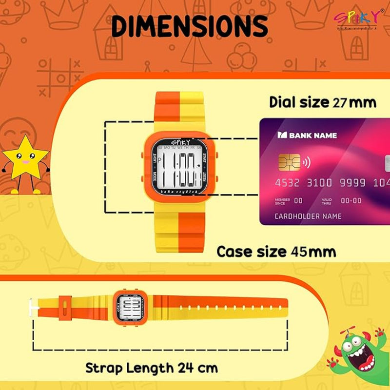Spiky EVA45 Multi-functional Digital Watch for Kids Boys and Girls