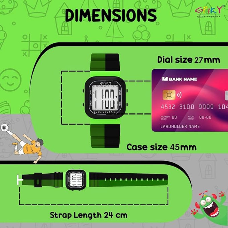 Spiky EVA45 Multi-functional Digital Watch for Kids Boys and Girls