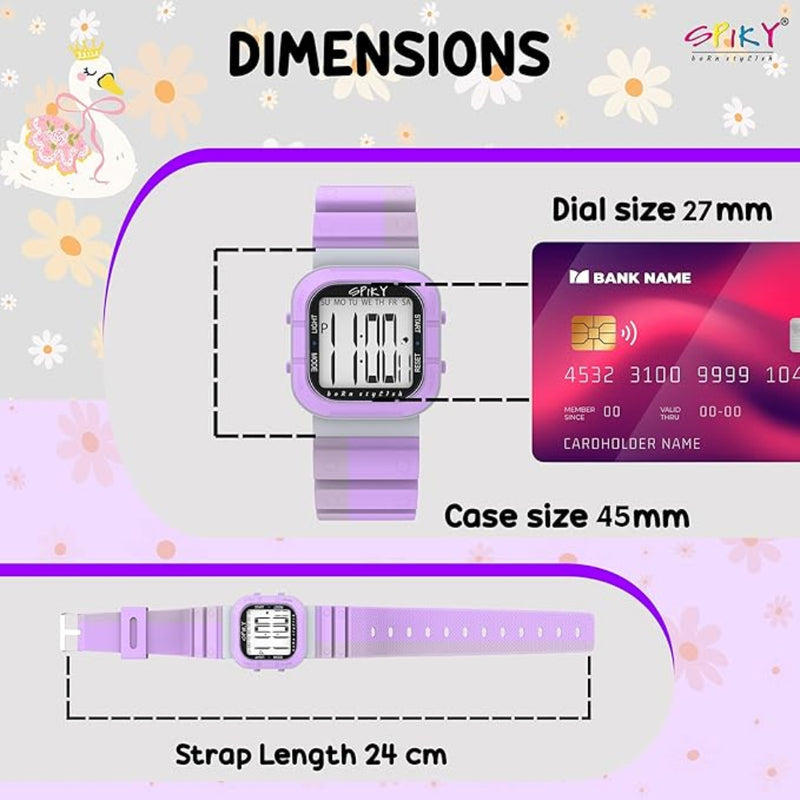 Spiky EVA45 Multi-functional Digital Watch for Kids Boys and Girls