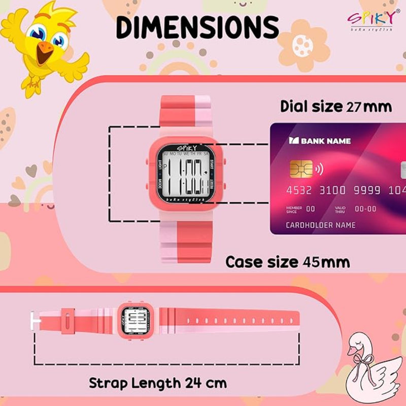 Spiky EVA45 Multi-functional Digital Watch for Kids Boys and Girls