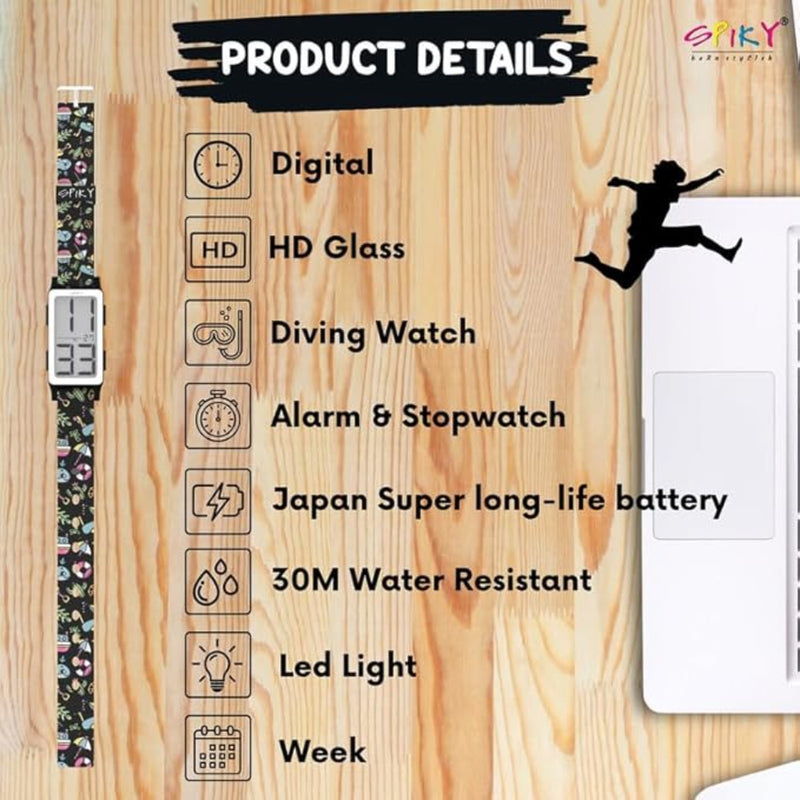 Spiky EVA46 Multi-functional Digital Sports Watch for Kids