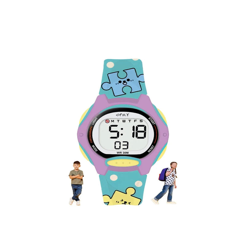 Spiky Eva18 Printed Strap Round Sports Digital Watch