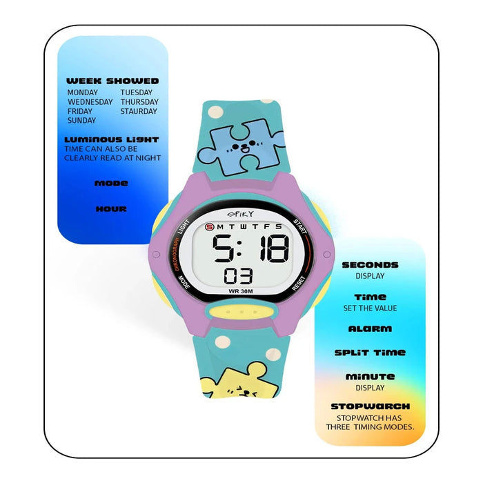 Spiky Eva18 Printed Strap Round Sports Digital Watch-Novelty Toys-Spiky-Toycra