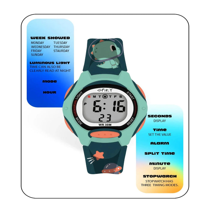 Spiky Eva18 Printed Strap Round Sports Digital Watch-Novelty Toys-Spiky-Toycra