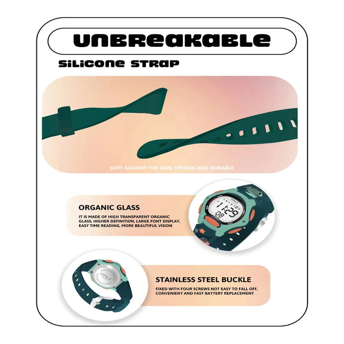 Spiky Eva18 Printed Strap Round Sports Digital Watch-Novelty Toys-Spiky-Toycra