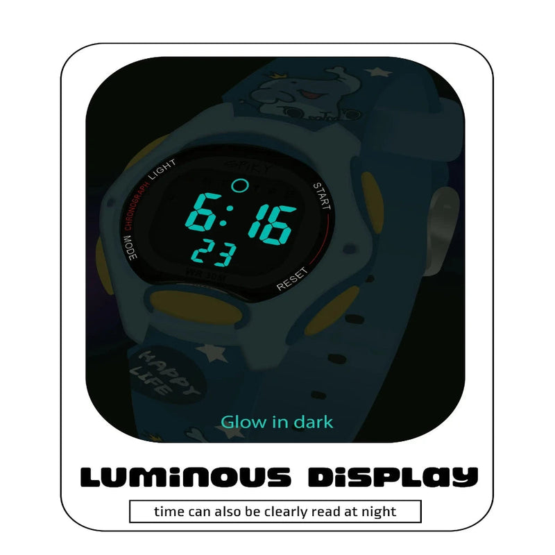 Spiky Eva18 Printed Strap Round Sports Digital Watch