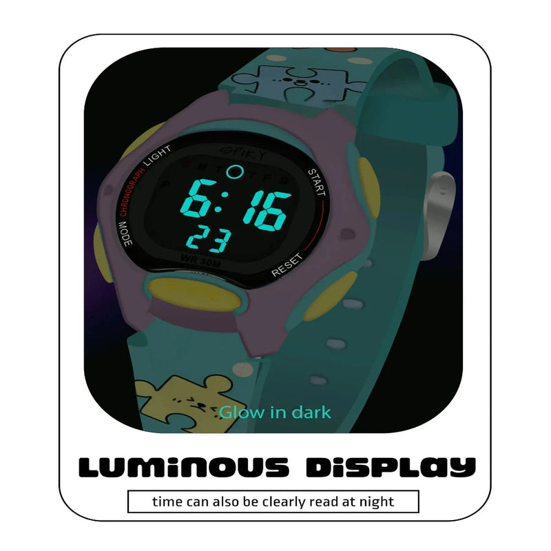 Spiky Eva18 Printed Strap Round Sports Digital Watch
