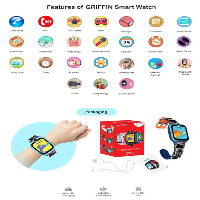 Spiky Griffin Calling Feature Loaded Smartwatch - Blue