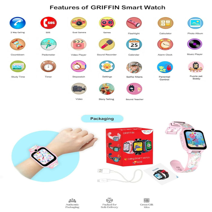 Spiky Griffin Calling Feature Loaded Smartwatch - Pink